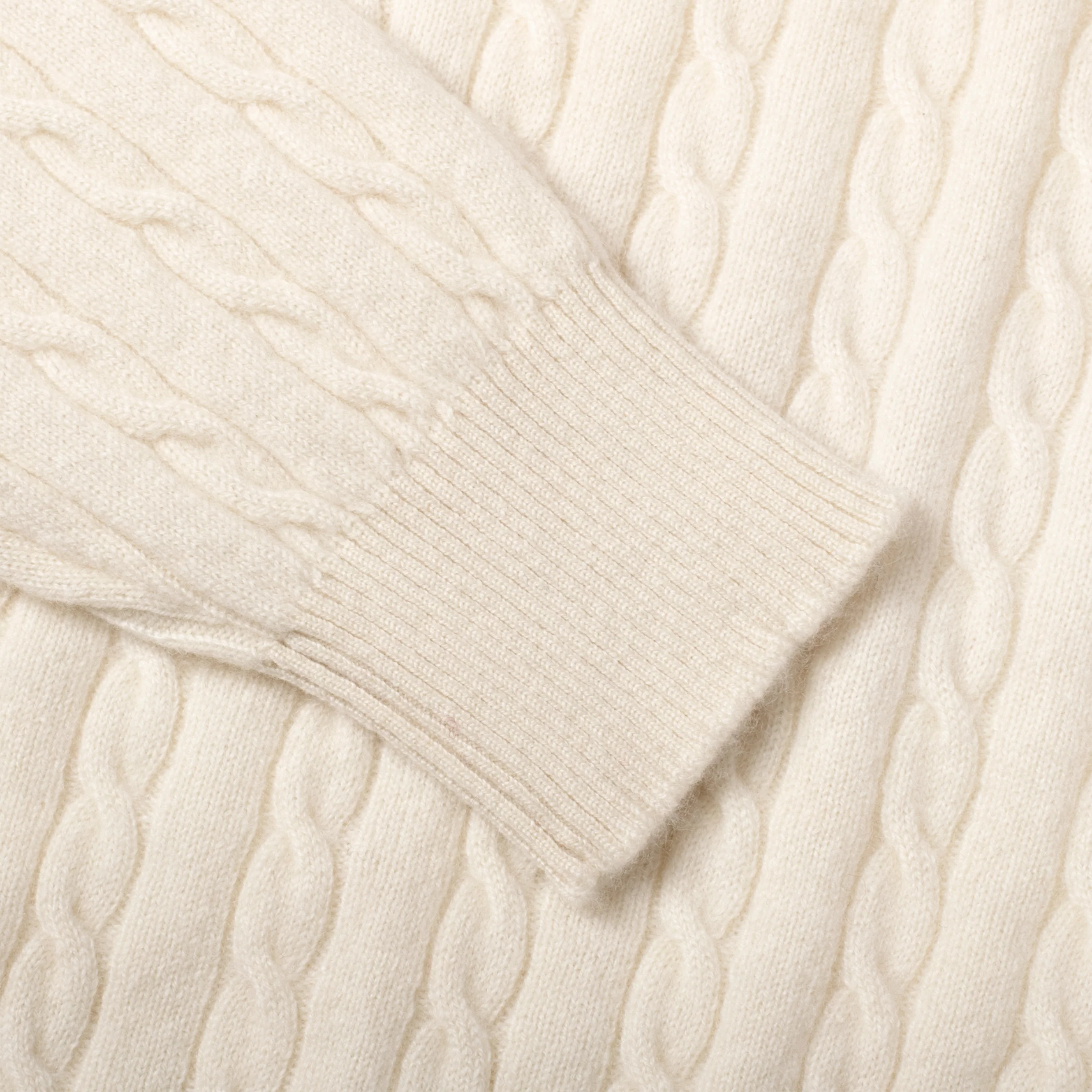 Cashmere Cable-Knit Crewneck Ecru - Image 4